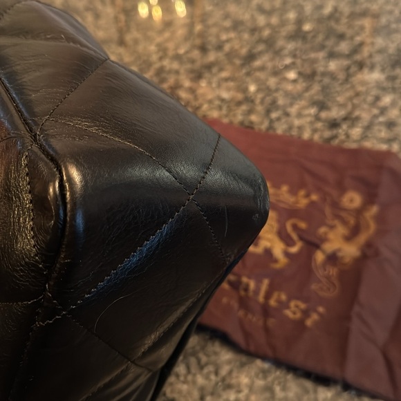 Pratesi Firenze Italian quilted black leather should bag NWT - Picture 5 of 15